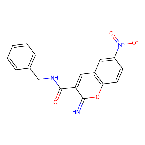N-benzyl-2-imino-6-nitrochromene-3-carboxamide structure
