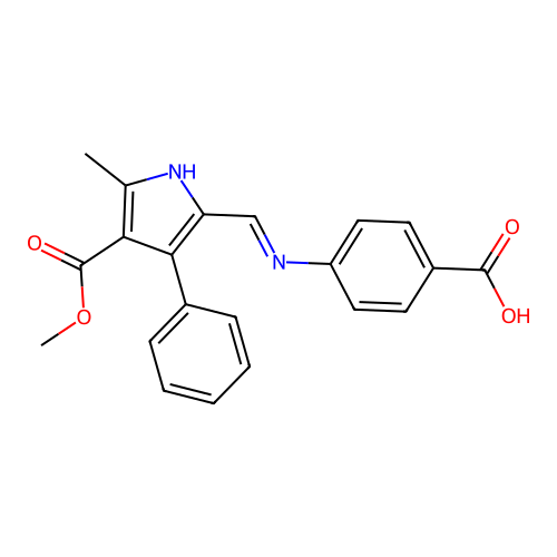 4-[(4-methoxycarbonyl-5-methyl-3-phenyl-pyrrol-2-ylidene)methylamino]benzoic Acid structure