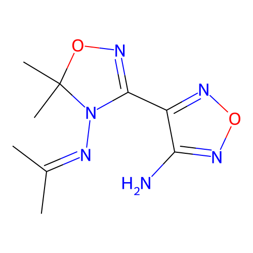 [3-(4-Amino-furazan-3-yl)-5,5-dimethyl-[1,2,4]oxadiazol-4-yl]-isopropylidene-amine structure