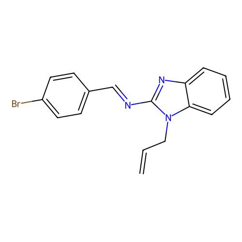 1-(4-bromophenyl)-N-(1-prop-2-enylbenzimidazol-2-yl)methanimine structure