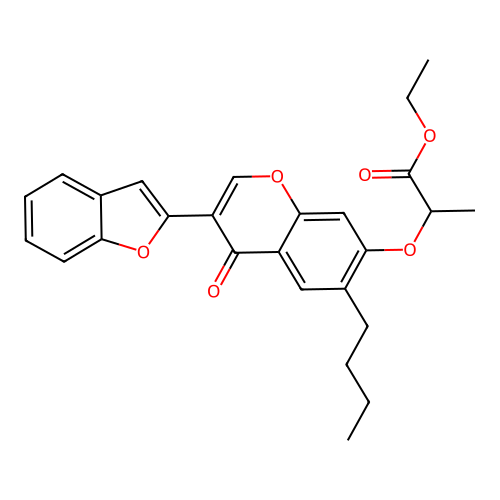ethyl 2-{[3-(1-benzofuran-2-yl)-6-butyl-4-oxo-4H-chromen-7-yl]oxy}propanoate structure