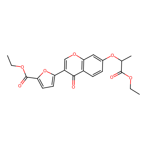 Ethyl 5-[7-(2-ethoxy-1-methyl-2-oxoethoxy)-4-oxo-4H-chromen-3-YL]-2-furoate structure
