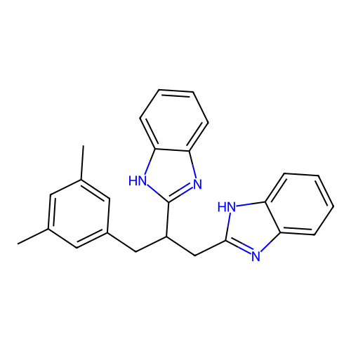 2-[1-(1H-benzimidazol-2-yl)-3-(3,5-dimethylphenyl)propan-2-yl]-1H-benzimidazole structure