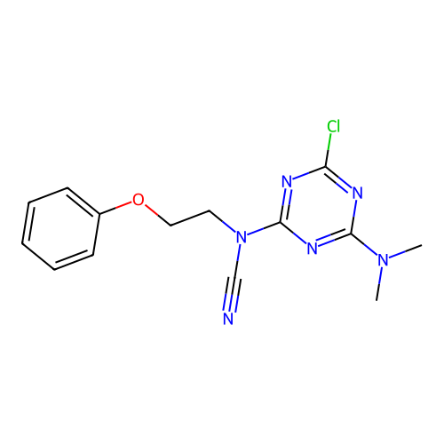 [4-Chloro-6-(dimethylamino)-1,3,5-triazin-2-yl](2-phenoxyethyl)cyanamide structure