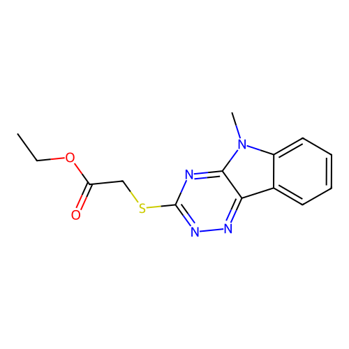 Ethyl 2-[(5-methyl-[1,2,4]triazino[5,6-b]indol-3-yl)sulfanyl]acetate structure