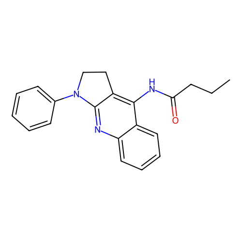 N-(1-phenyl-2,3-dihydro-1H-pyrrolo[2,3-b]quinolin-4-yl)butanamide structure
