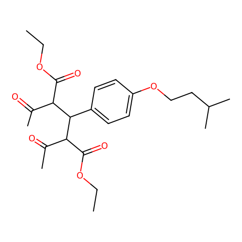 Diethyl 2,4-diacetyl-3-[4-(3-methylbutoxy)phenyl]pentanedioate structure