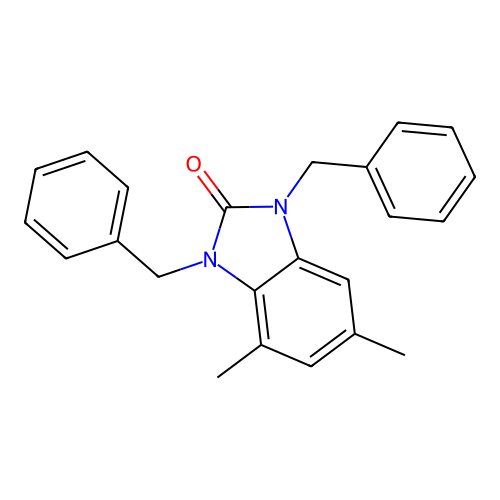 1,3-dibenzyl-4,6-dimethyl-1,3-dihydro-2H-benzimidazol-2-one structure