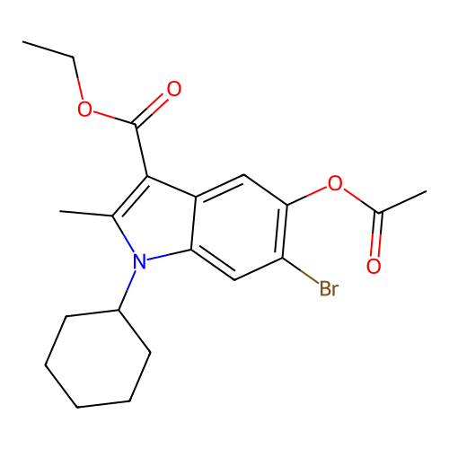 Ethyl 5-(acetyloxy)-6-bromo-1-cyclohexyl-2-methyl-1H-indole-3-carboxylate structure