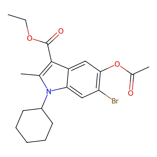 乙基 5-乙酰氧基-6-溴-1-环己基-2-甲基吲哚-3-羧酸酯 structure