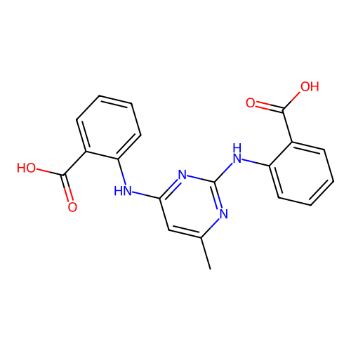 2-[[2-(2-Carboxyanilino)-6-methylpyrimidin-4-yl]amino]benzoic acid structure