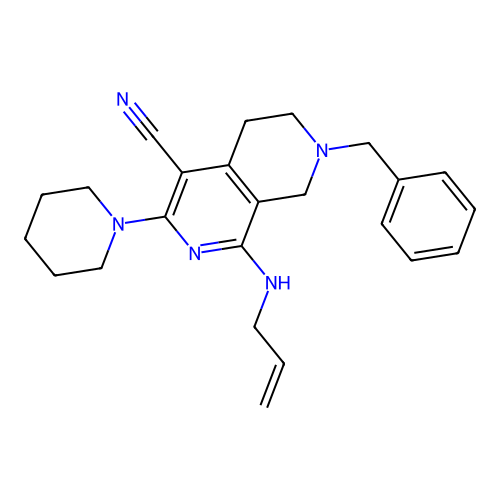 1-(allylamino)-7-benzyl-3-(piperidin-1-yl)-5,6,7,8-tetrahydro-2,7-naphthyridine-4-carbonitrile structure