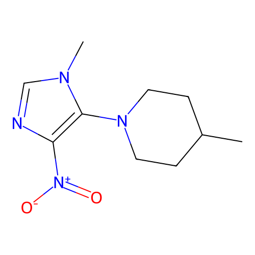 4-methyl-1-(1-methyl-4-nitro-1H-imidazol-5-yl)piperidine structure