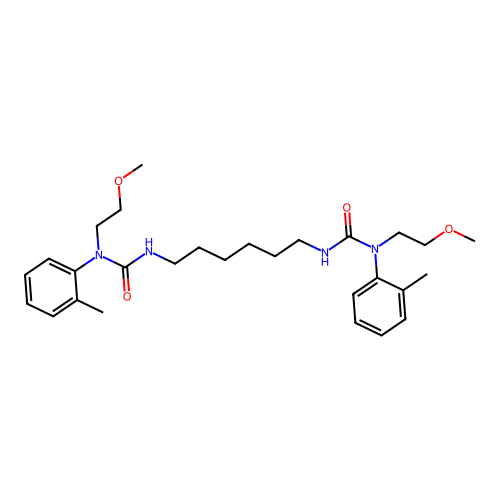 1,1'-(Hexane-1,6-diyl)bis(3-(2-methoxyethyl)-3-(o-tolyl)urea) structure