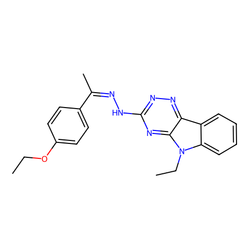 N-[(Z)-1-(4-ethoxyphenyl)ethylideneamino]-5-ethyl-[1,2,4]triazino[5,6-b]indol-3-amine structure