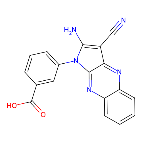 3-(2-Amino-3-cyanopyrrolo[3,2-b]quinoxalin-1-yl)benzoic acid structure