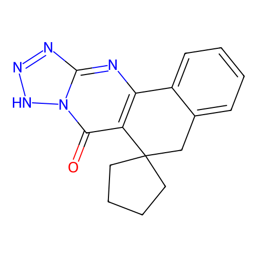 5H-spiro[benzo[h]tetrazolo[5,1-b]quinazoline-6,1'-cyclopentan]-7(12H)-one structure