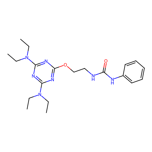 1-(2-((4,6-Bis(diethylamino)-1,3,5-triazin-2-yl)oxy)ethyl)-3-phenylurea structure