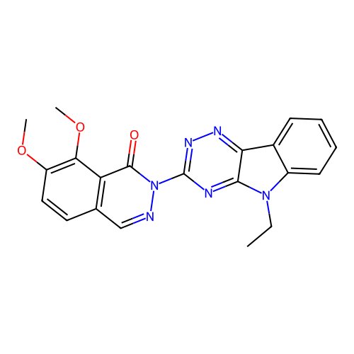 2-(5-ethyl-[1,2,4]triazino[5,6-b]indol-3-yl)-7,8-dimethoxyphthalazin-1-one structure