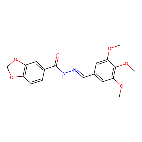 (E)-N'-(3,4,5-trimethoxybenzylidene)benzo[d][1,3]dioxole-5-carbohydrazide structure