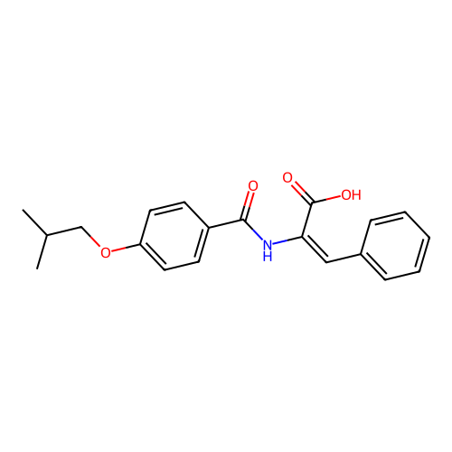 (2E)-2-({[4-(2-methylpropoxy)phenyl]carbonyl}amino)-3-phenylprop-2-enoic acid structure