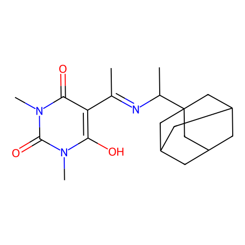5-[1-[1-(1-adamantyl)ethylamino]ethylidene]-1,3-dimethyl-1,3-diazinane-2,4,6-trione structure