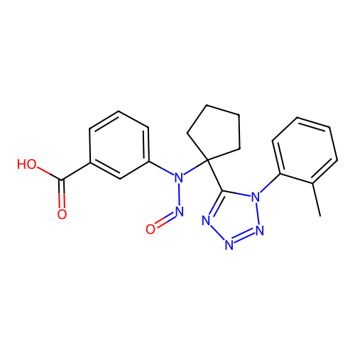 3-(nitroso(1-(1-(o-tolyl)-1H-tetrazol-5-yl)cyclopentyl)amino)benzoic acid structure