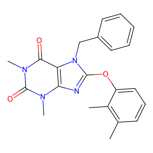 7-benzyl-8-(2,3-dimethylphenoxy)-1,3-dimethyl-3,7-dihydro-1H-purine-2,6-dione structure