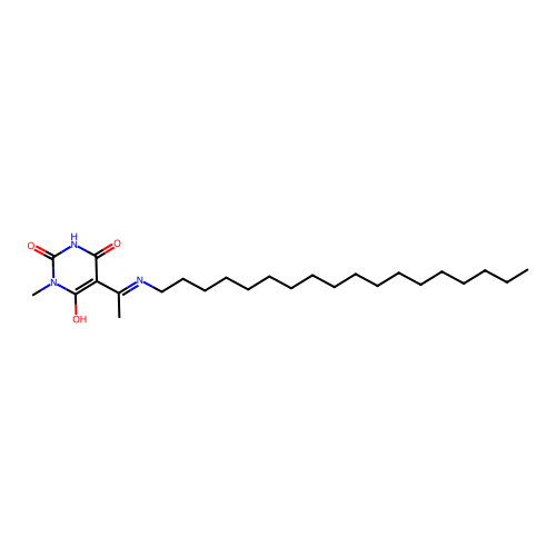 (5E)-1-methyl-5-[1-(octadecylamino)ethylidene]pyrimidine-2,4,6(1H,3H,5H)-trione structure