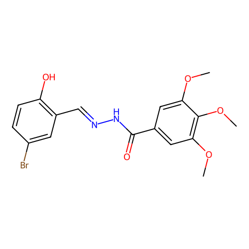 N-[(5-bromo-2-hydroxyphenyl)methylideneamino]-3,4,5-trimethoxybenzamide structure