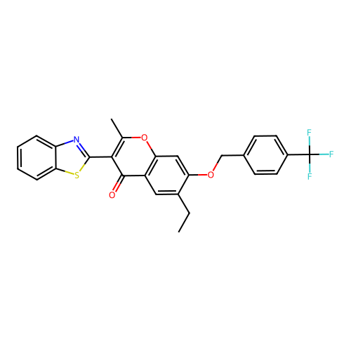 3-BENZOTHIAZOL-2-YL-6-ET-2-METHYL-7-(4-TRIFLUOROMETHYL-BENZYLOXY)-CHROMEN-4-ONE structure