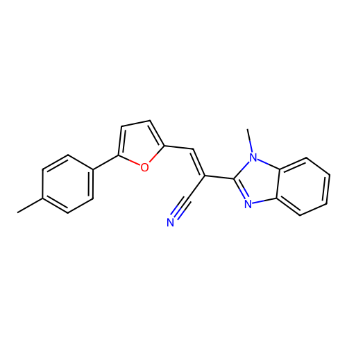 (2E)-2-(1-methyl-1H-benzimidazol-2-yl)-3-[5-(4-methylphenyl)furan-2-yl]prop-2-enenitrile structure
