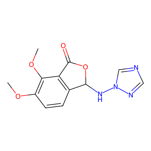 3-((1H-1,2,4-triazol-1-yl)amino)-6,7-dimethoxyisobenzofuran-1(3H)-one structure