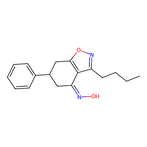 3-Butyl-6-phenyl-6,7-dihydro-5H-benzo[d]isoxazol-4-one oxime structure