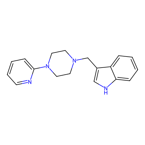 3-{[4-(2-pyridinyl)-1-piperazinyl]methyl}-1H-indole structure
