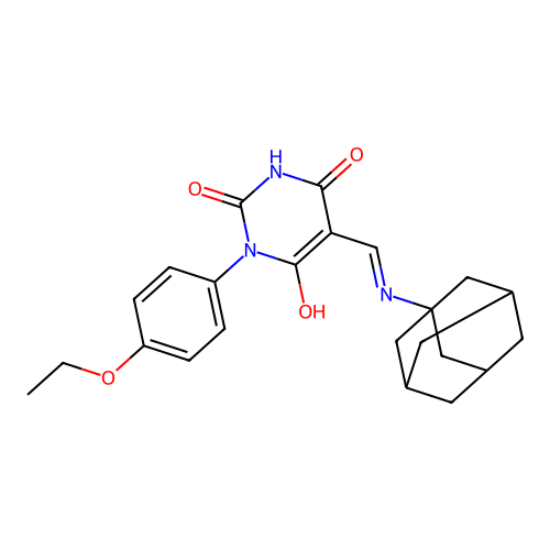 5-[(1-adamantylamino)methylidene]-1-(4-ethoxyphenyl)-1,3-diazinane-2,4,6-trione structure