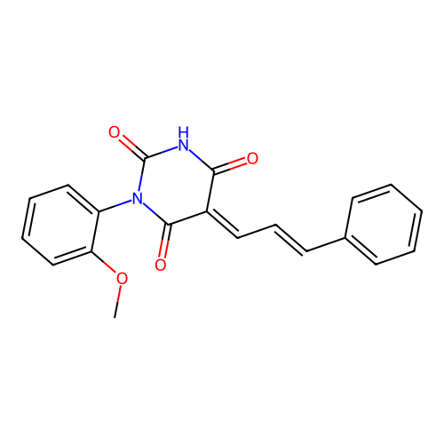 (5E)-1-(2-methoxyphenyl)-5-[(E)-3-phenylprop-2-enylidene]-1,3-diazinane-2,4,6-trione structure