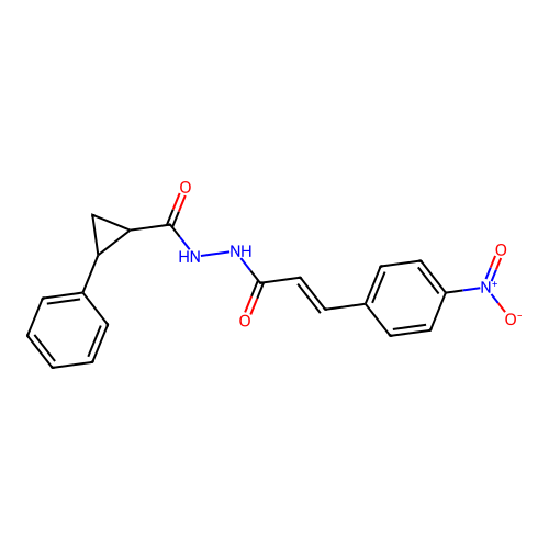 N'-[(2E)-3-(4-nitrophenyl)prop-2-enoyl]-2-phenylcyclopropanecarbohydrazide structure