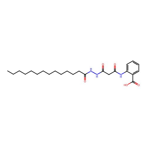 2-{[3-Oxo-3-(2-tetradecanoylhydrazinyl)propanoyl]amino}benzoic acid structure