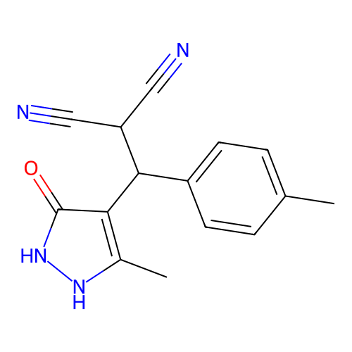 [(5-hydroxy-3-methyl-1H-pyrazol-4-yl)(4-methylphenyl)methyl]propanedinitrile structure