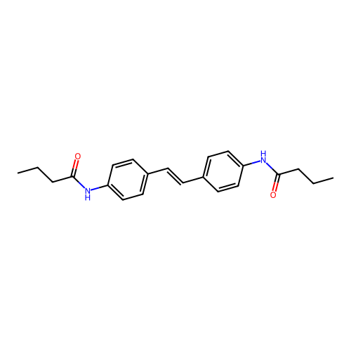 (E)-N,N'-(ethene-1,2-diylbis(4,1-phenylene))dibutyramide structure