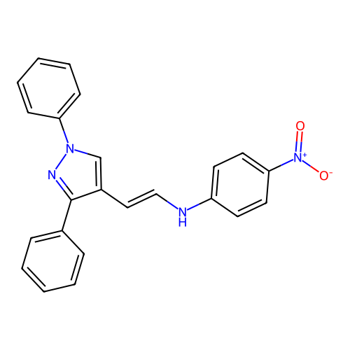 N-[(E)-2-(1,3-diphenyl-1H-pyrazol-4-yl)ethenyl]-4-nitroaniline structure
