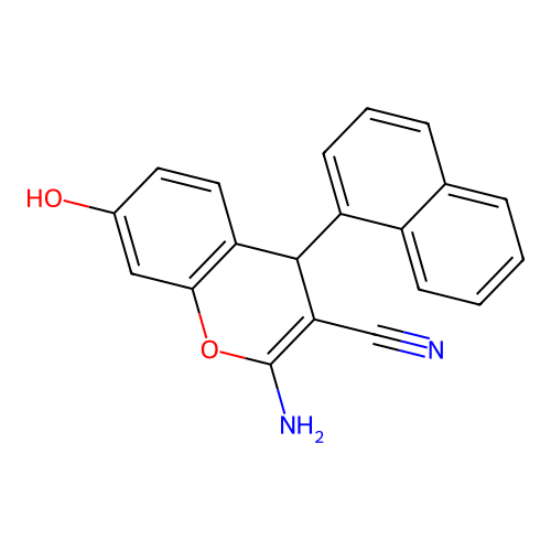 2-amino-7-hydroxy-4-(naphthalen-1-yl)-4H-chromene-3-carbonitrile structure