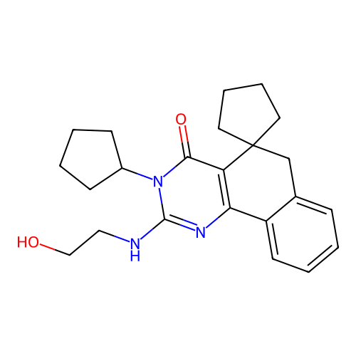 3-cyclopentyl-2-((2-hydroxyethyl)amino)-3H-spiro[benzo[h]quinazoline-5,1'-cyclopentan]-4(6H)-one structure