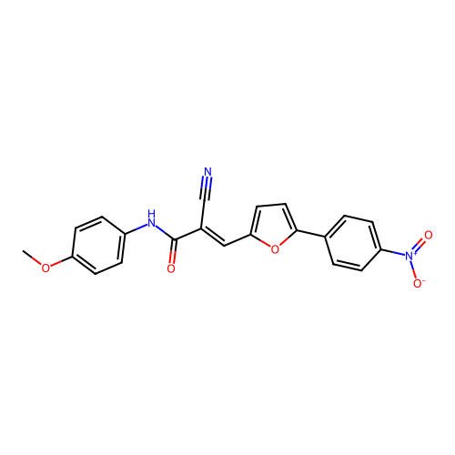 (2E)-2-cyano-N-(4-methoxyphenyl)-3-[5-(4-nitrophenyl)furan-2-yl]prop-2-enamide structure