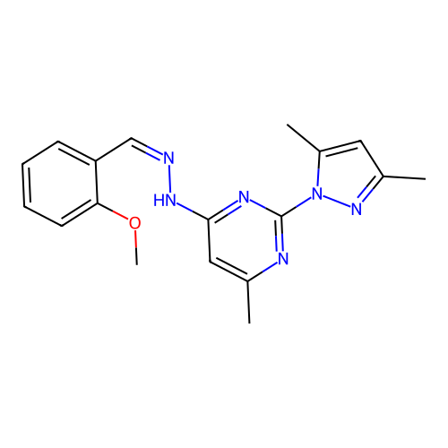 (Z)-2-(3,5-dimethyl-1H-pyrazol-1-yl)-4-(2-(2-methoxybenzylidene)hydrazinyl)-6-methylpyrimidine structure