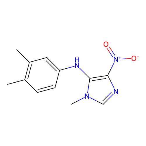 N-(3,4-dimethylphenyl)-1-methyl-4-nitro-1H-imidazol-5-amine structure