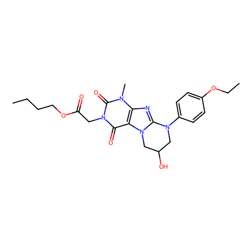 butyl 2-(9-(4-ethoxyphenyl)-7-hydroxy-1-methyl-2,4-dioxo-1,2,6,7,8,9-hexahydropyrimido[2,1-f]purin-3(4H)-yl)acetate structure