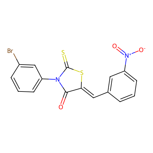 (Z)-3-(3-bromophenyl)-5-(3-nitrobenzylidene)-2-thioxothiazolidin-4-one structure