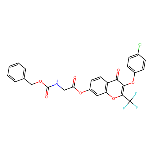 3-(4-chlorophenoxy)-4-oxo-2-(trifluoromethyl)-4H-chromen-7-yl N-[(benzyloxy)carbonyl]glycinate structure